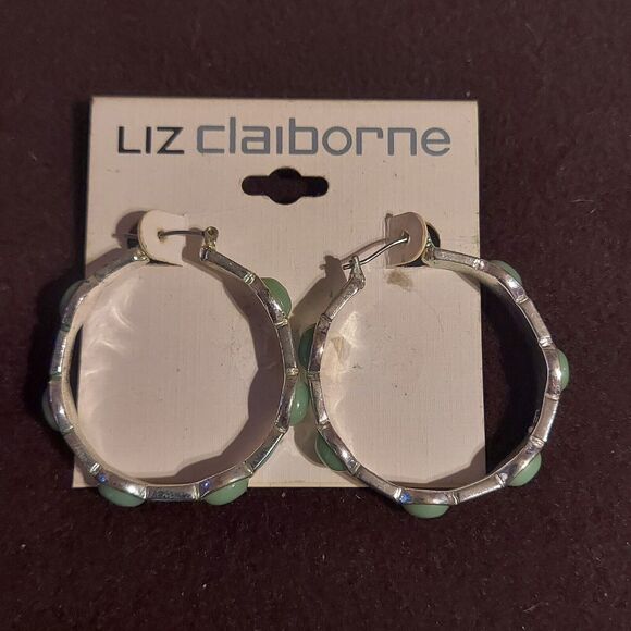 Liz Claiborne Jewelry - Liz Claiborne Hoop Earrings Green
